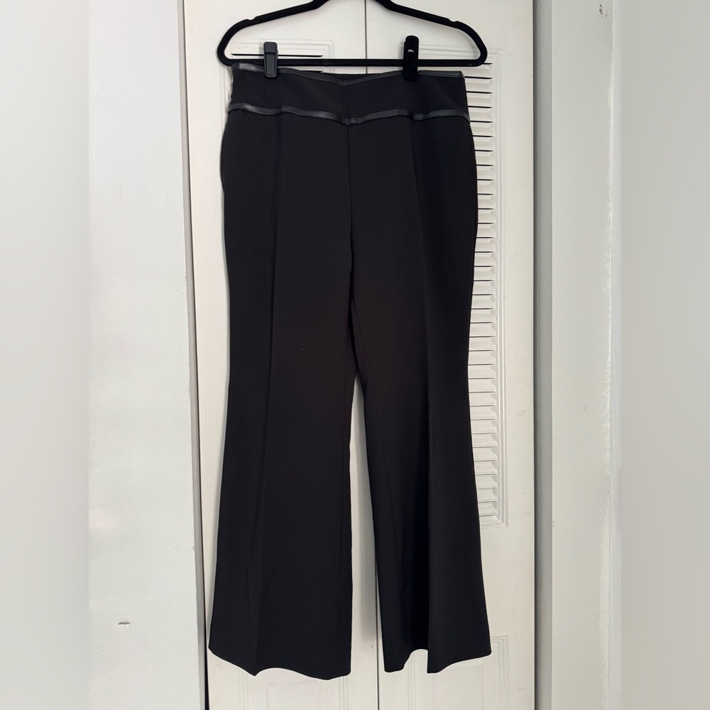 MOTF Black Wide-Leg Dress Pants with Trim